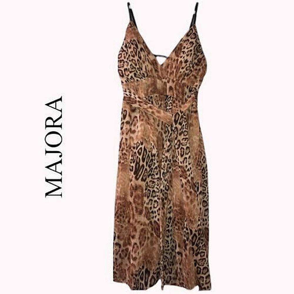 By MAJORA- Cheetah pleated print Cocktail dress- Size Small